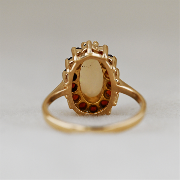 10K Yellow Gold Birks Genuine Opal Garnet Estate Ring