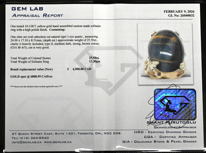 10-12K Yellow Gold Tigar's Eye Estate Ring