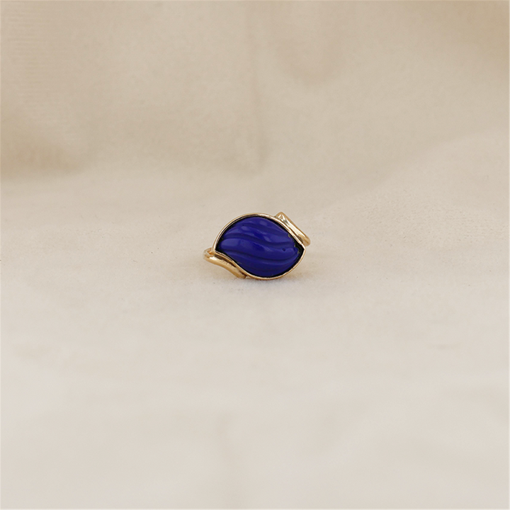 14K Yellow Gold Custom Made Lapis Lazuli Ring