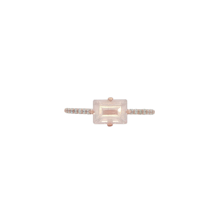 10K Rose Gold 0.112ctw Diamond Rose Quartz Ring