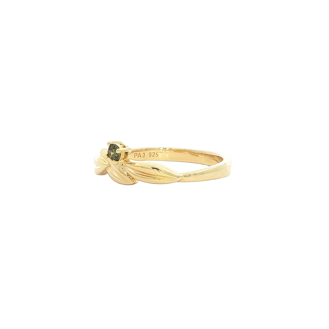 REIGN Gold Plated CZ Olive Leaf Ring