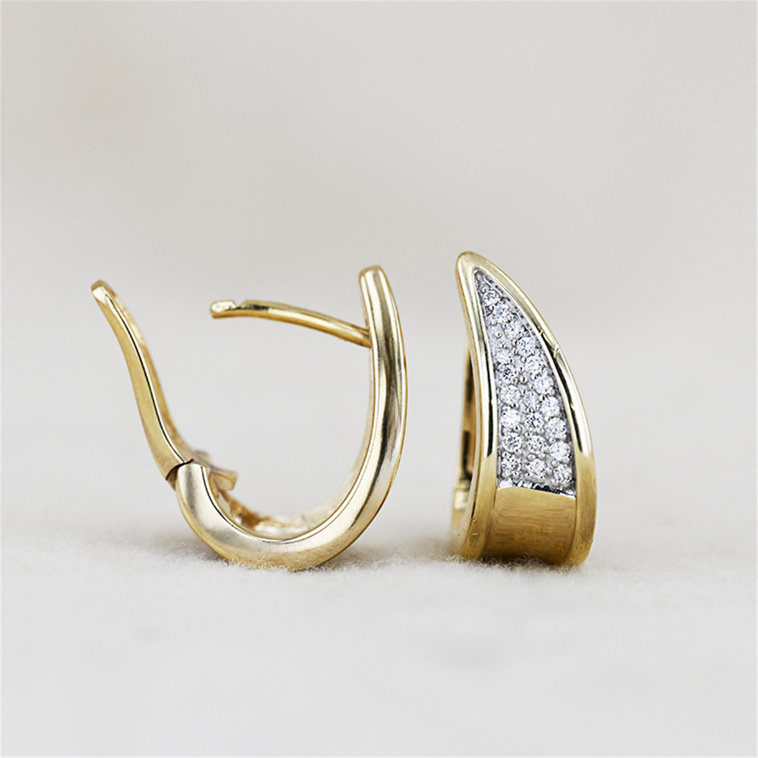 14K Two-Toned 0.20ctw Diamond Huggy Earrings