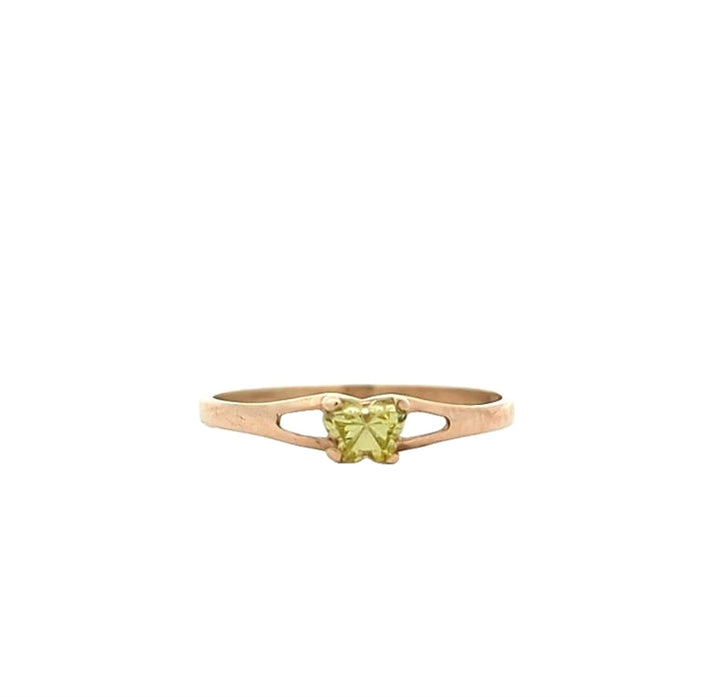 10KT Yellow Gold Butterfly August Birthstone Ring