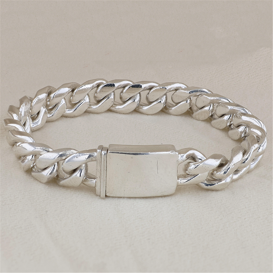 Sterling Silver 12mm Curb 9.5" Bracelet