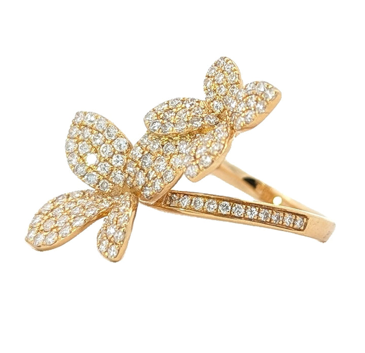 18KT Yellow Gold 1.17ctw Diamond Flower Ring