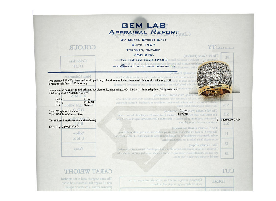 18KT Yellow and White Gold 2.14ctw Diamond Estate Cluster Ring