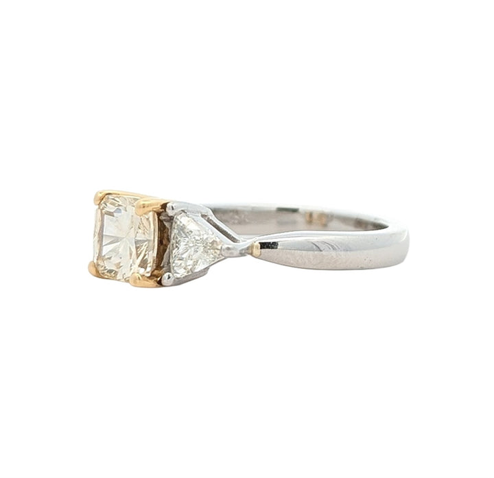 18KT Yellow Gold & Platinum 2.01ctw Yellow and White Diamond Estate Engagement Ring