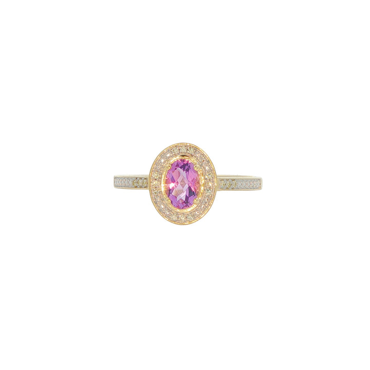 10K Yellow Gold Amethyst 0.06ctw Diamond Ring