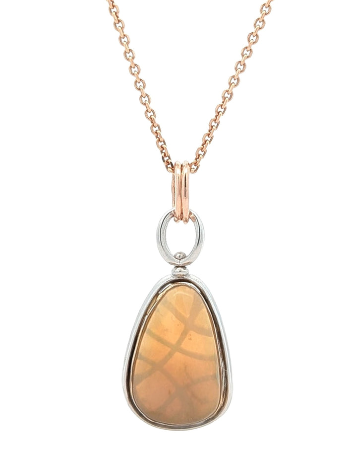 14-18KT Rose, Yellow and White Gold Opal 18" Necklace
