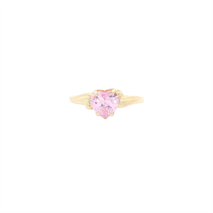 10K Yellow Gold Heart Shaped October Birthstone Ring