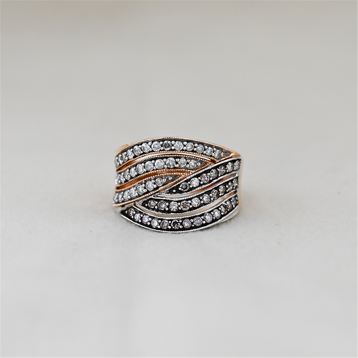 14KT Two-Tone Cognac and White Diamond Ring
