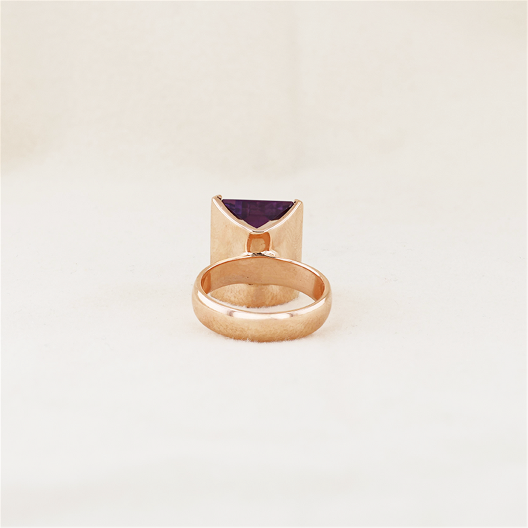 14K Rose Gold Watermelon Ametrine Quartz Estate Ring