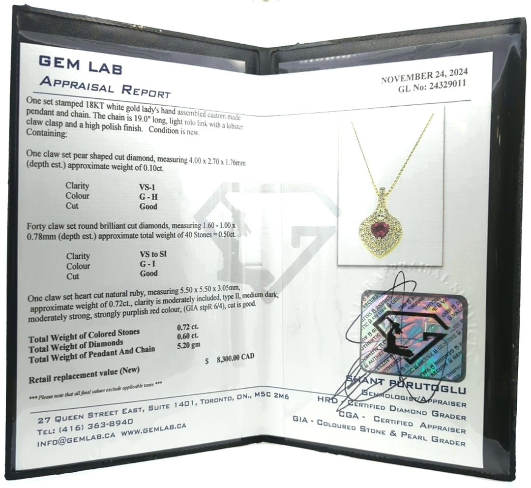 18KT White Gold Ruby and 0.60ctw Diamond 19" Necklace