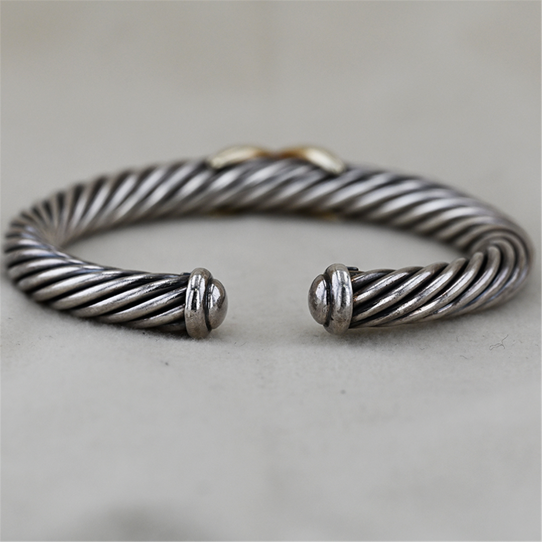 Sterling Silver Two Toned David Yurman Twisted Bangle