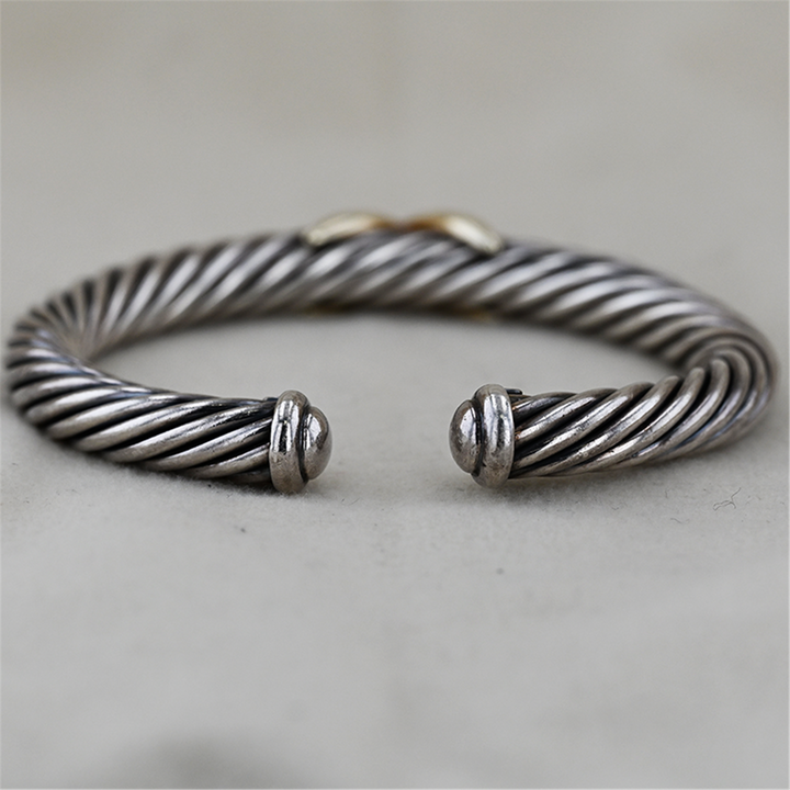 Sterling Silver Two Toned David Yurman Twisted Bangle