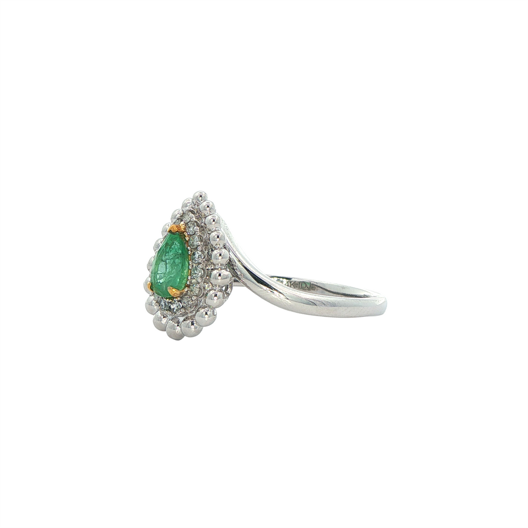 14K Two-Toned Emerald 0.115ctw Diamond Ring