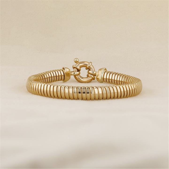 14K Yellow Gold 7.5" Flat Coil Bracelet