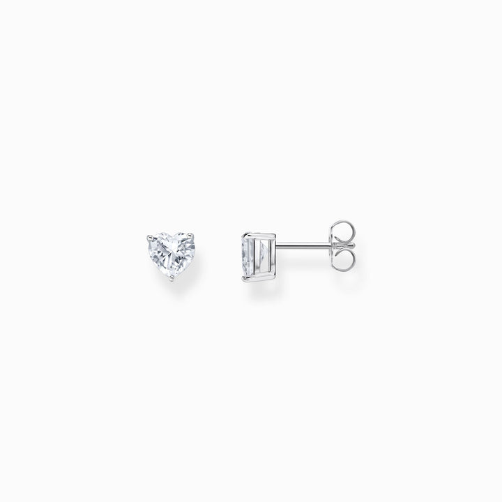 Thomas Sabo Sterling Silver Ear Studs Heart-Shaped With White Zirconia