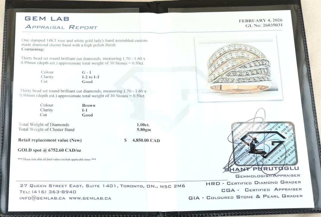 14KT Two-Tone Cognac and White Diamond Ring