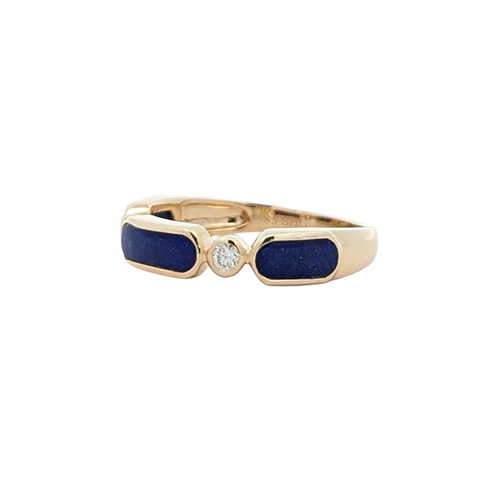 14K Lapis Lazuli 0.10ctw Diamond Ring
