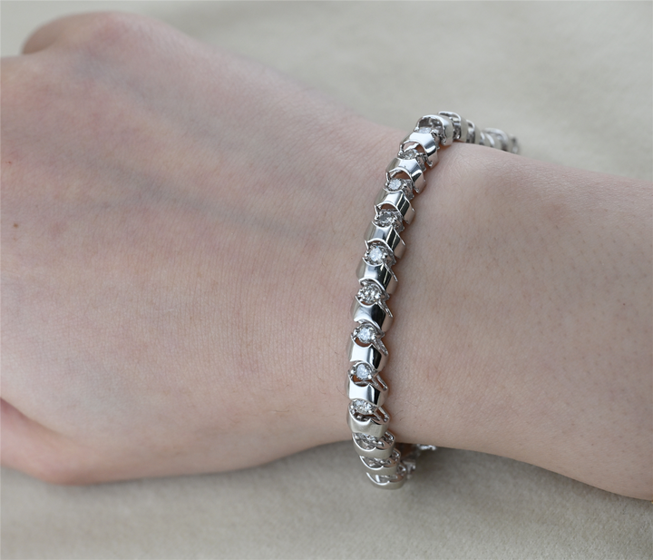 14K White Gold 3.20ctw Diamond 7" Estate Tennis Bracelet