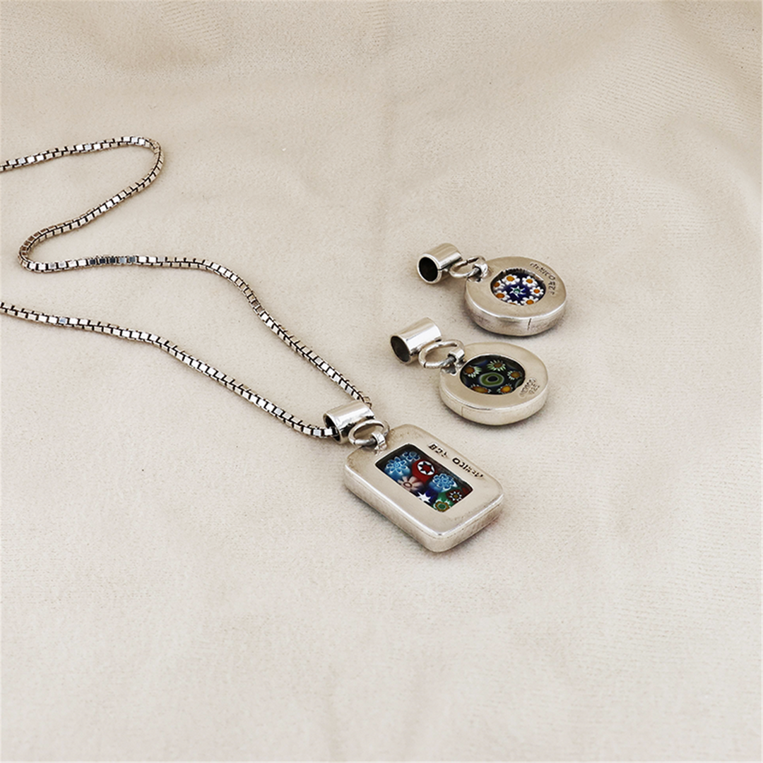 Sterling Silver 3-Piece Murano Glass Pendants