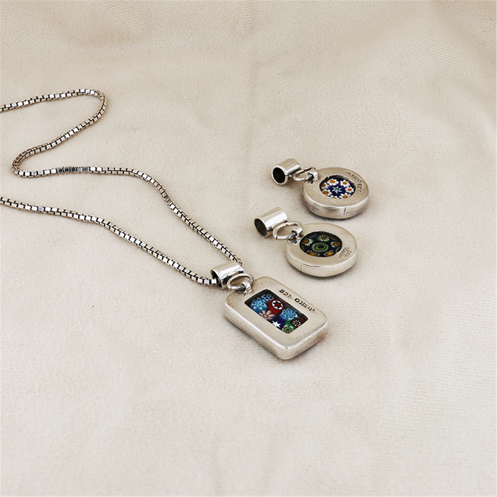 Sterling Silver 3-Piece Murano Glass Pendants