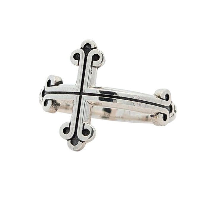 King Baby Sterling Silver Traditional Cross Ring